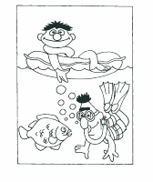 A coloring page of sesame street
